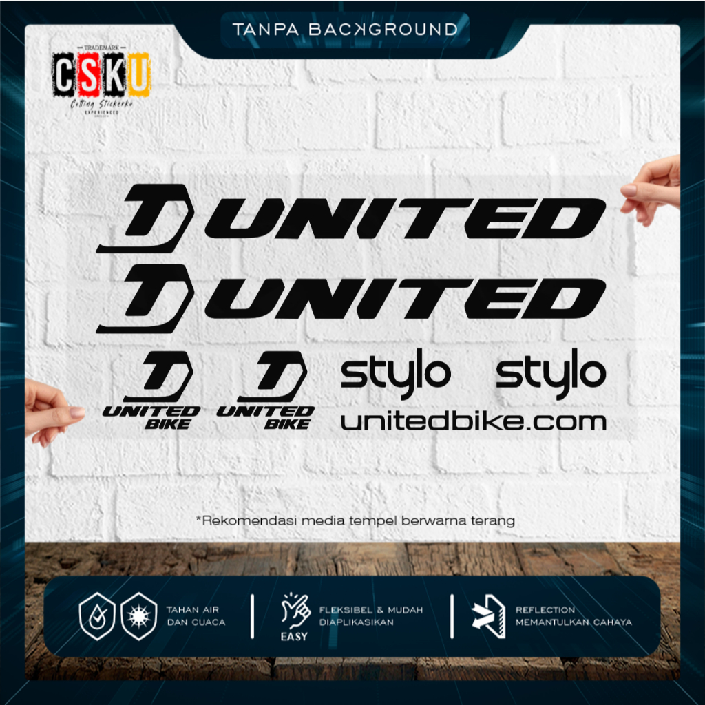Cutting Stiker United Stylo Variasi Sepeda Sticker Frame Aksesoris Body Style Lipat Keren Decal Stri