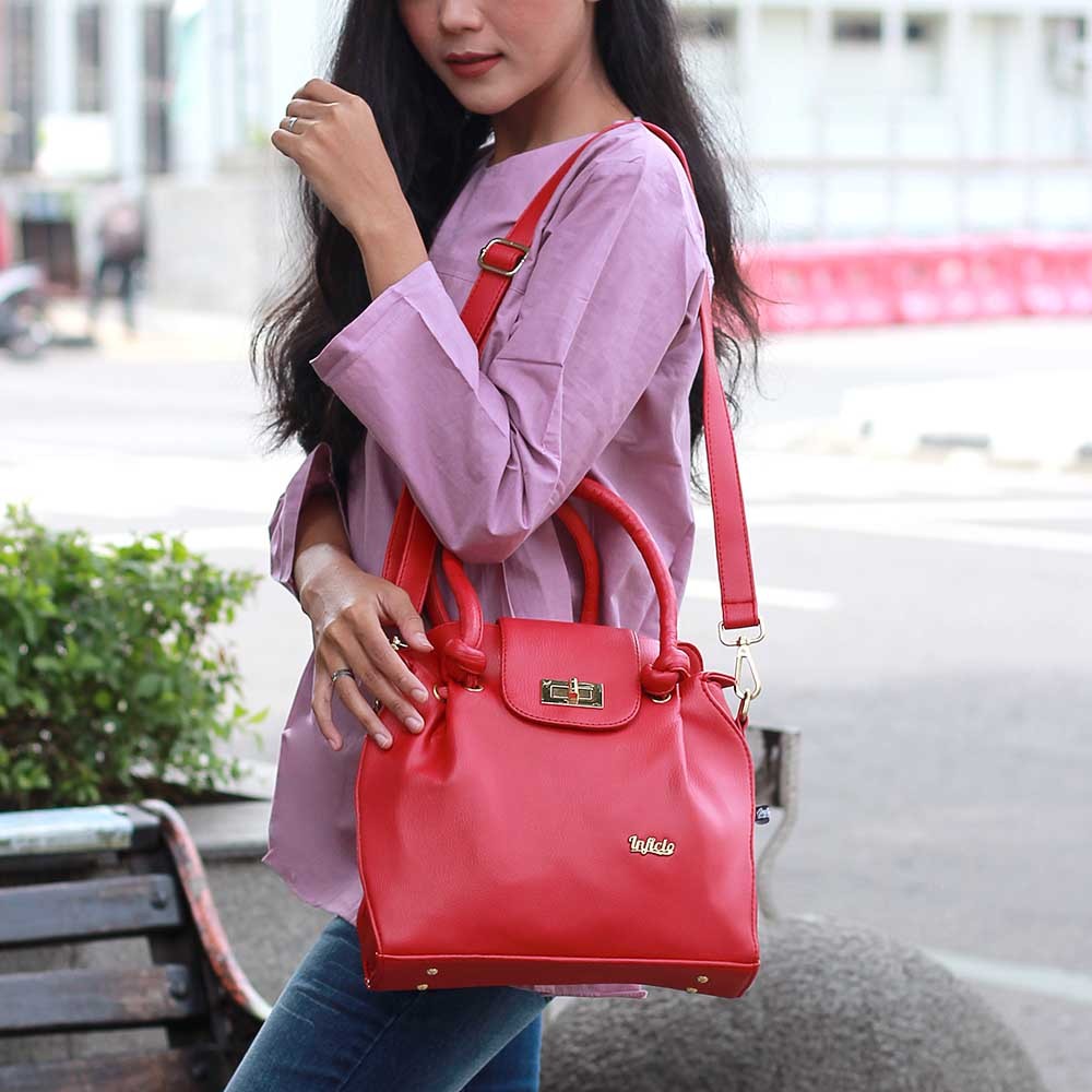​[ELEGANT] Inficlo Tas Selempang Wanita Handbag Casual Merah Virotex - Tas Kerja Kondangan Terbaru
