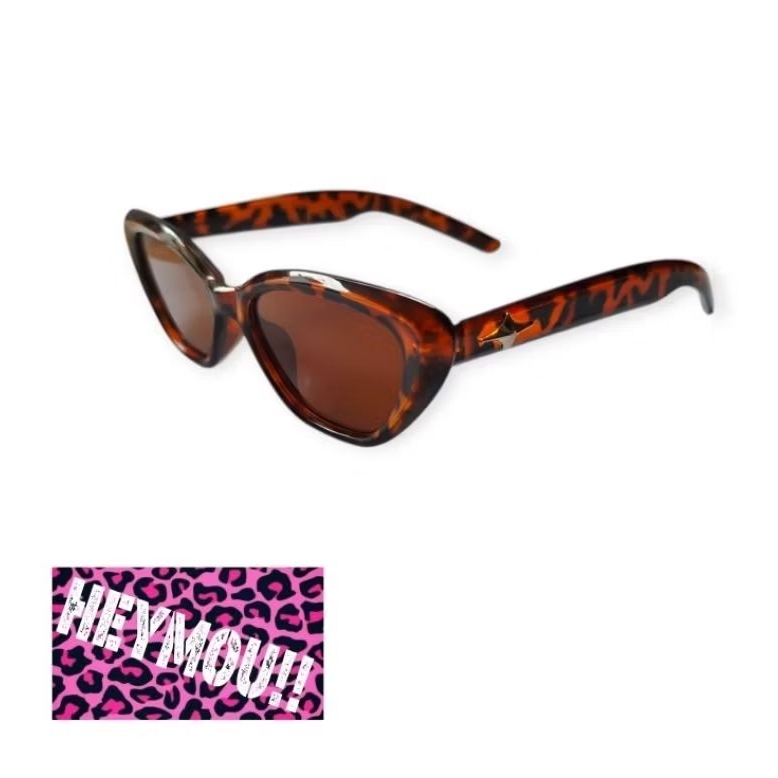 HEYMOU STAR CAT EYE BROWN GLASSES - LEOPARD FRAME KACAMATA