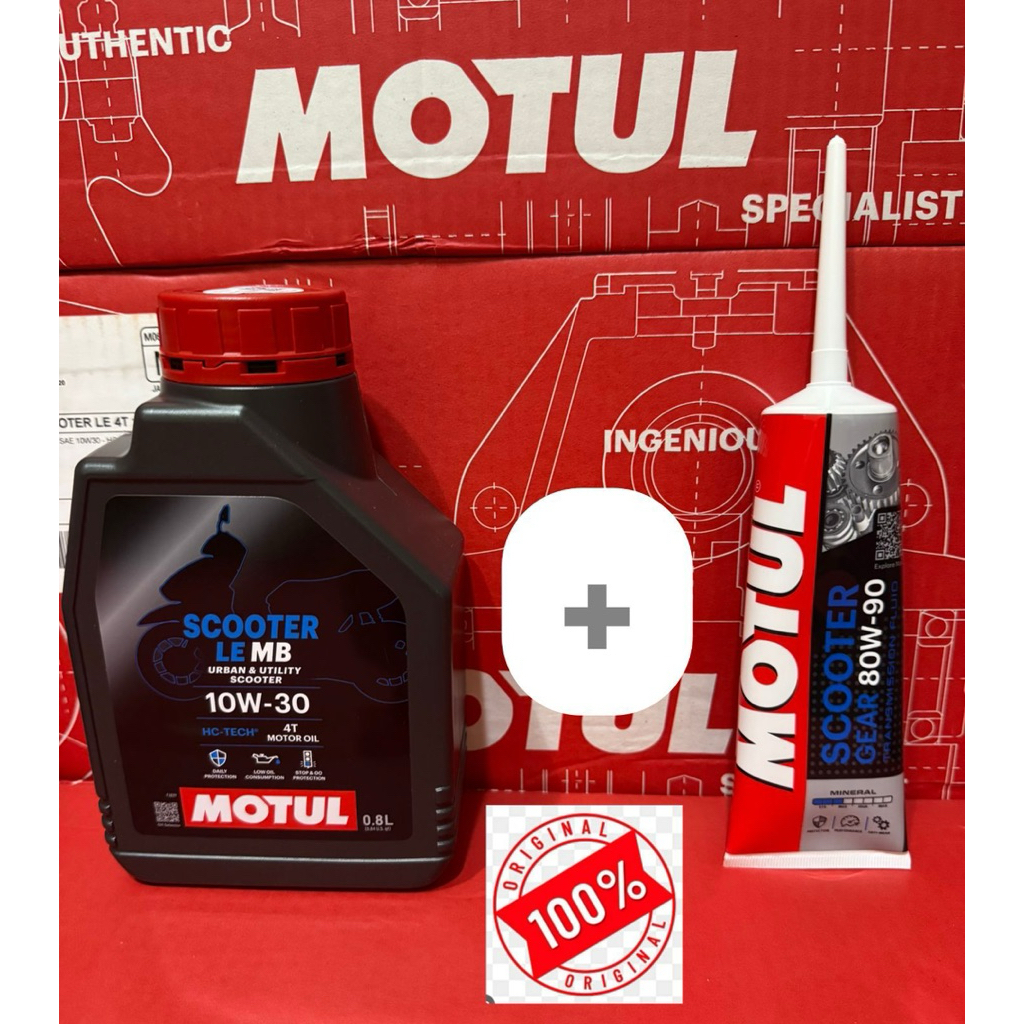 Paket Oli asli/ori Motul Scooter LE 4T 10W-30 0.8L + Oli Gardan/oli gear motul 80W-90 120ml mtr beat