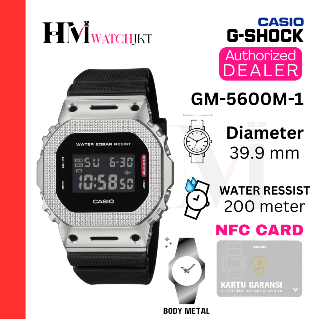 CASIO G-SHOCK GM-5600M-1DR Jam Tangan Pria Original Digital Antiair GM-5600M-1 GM-5600 GM5600