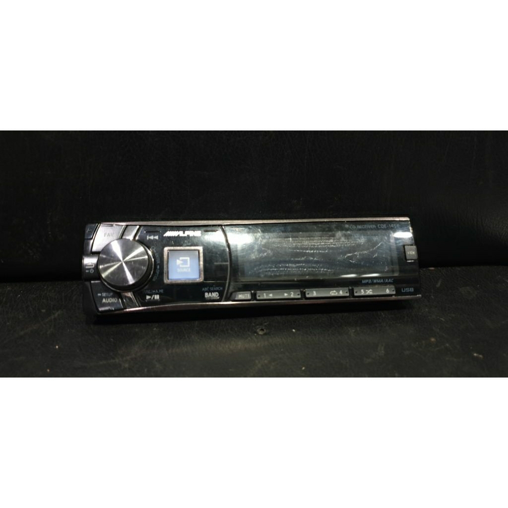 Front Face muka panel Head Unit Alpine single din CDE-145E hidup tapi tombol tidak fungsi