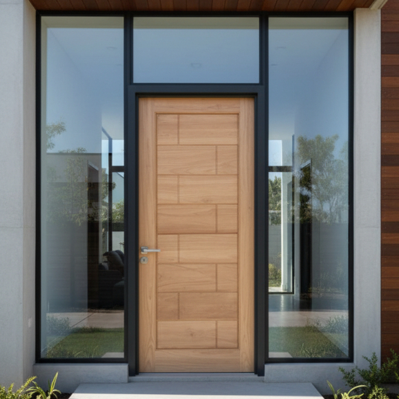 Daun Pintu Kayu Kamper Minimalis Modern Pintu Kamar Single Custom Ukuran