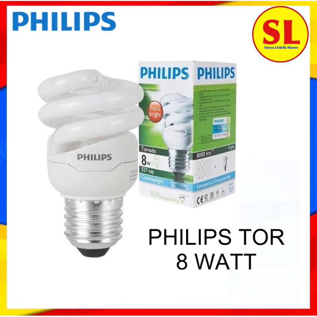 PHILIPS LAMPU TORNADO 8 WATT SPIRAL PUTIH KUNING