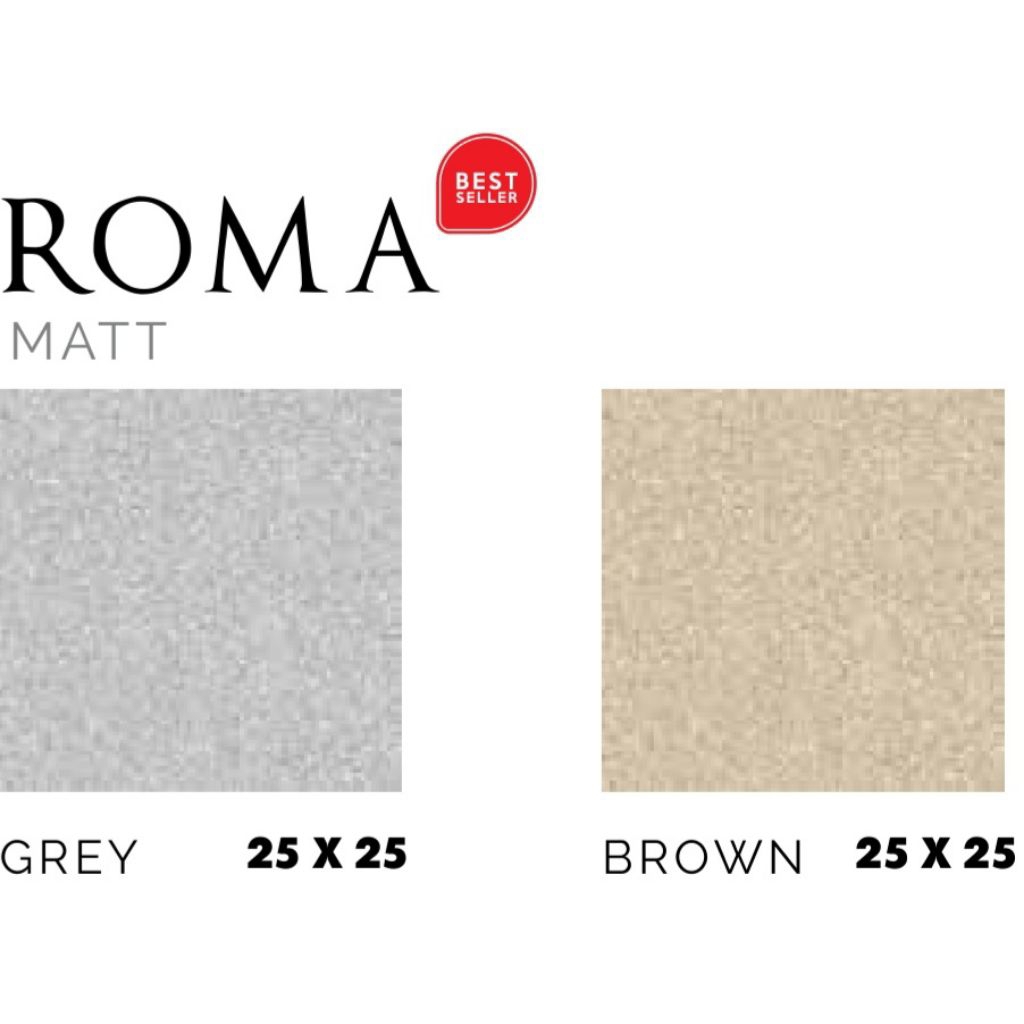 Keramik Merk Asia Tile Roma Brown/Grey ukuran 25x25 cm tekstur Matt