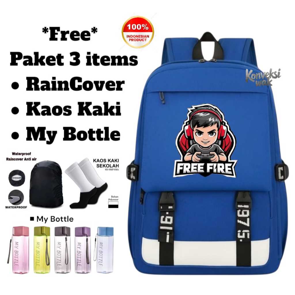 Tas Ransel Anak Import Kekinian - Tas Ransel Anak Sekolah Laki-laki TK-PAUD-SD karakter [[ FREE FIRE