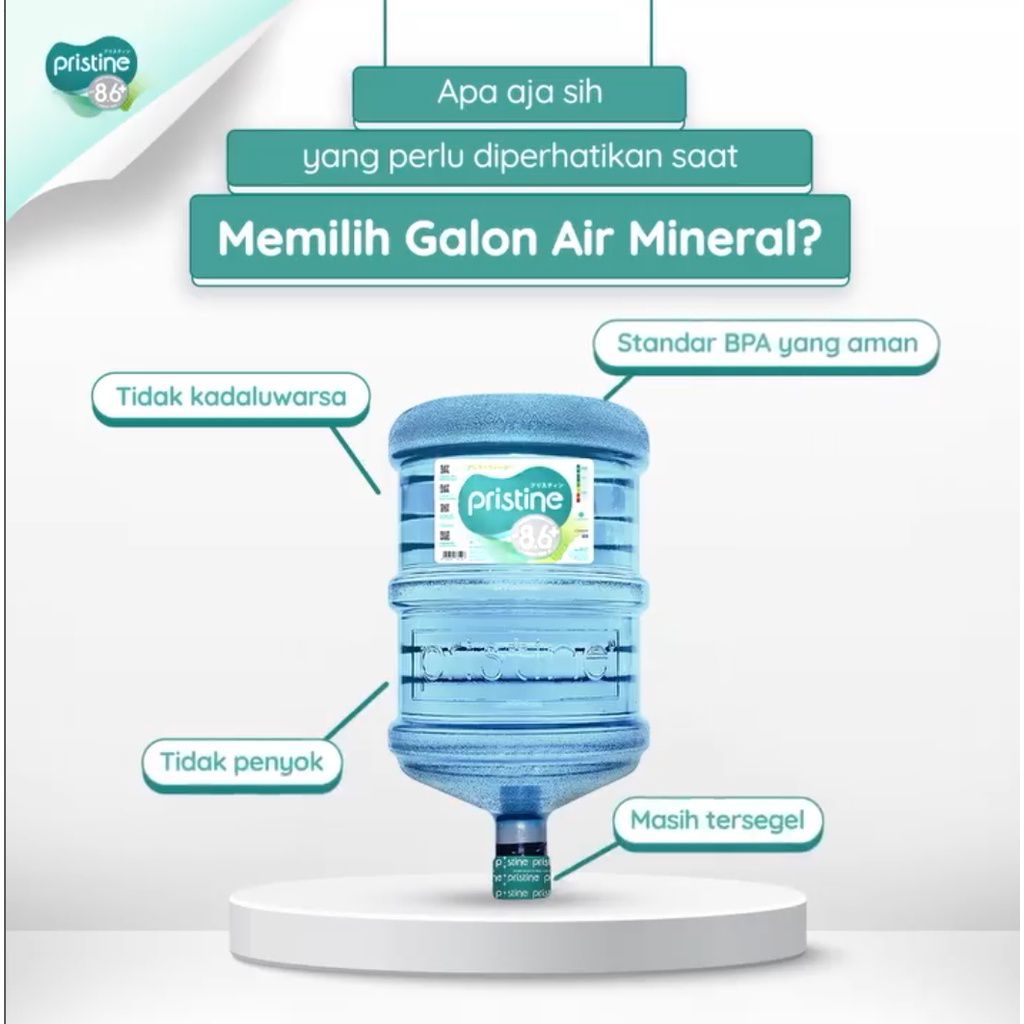 Air minum kesehatan Health water Pristine 8.6+ Galon+isi 19L Air mineral air minum antioksidan alami