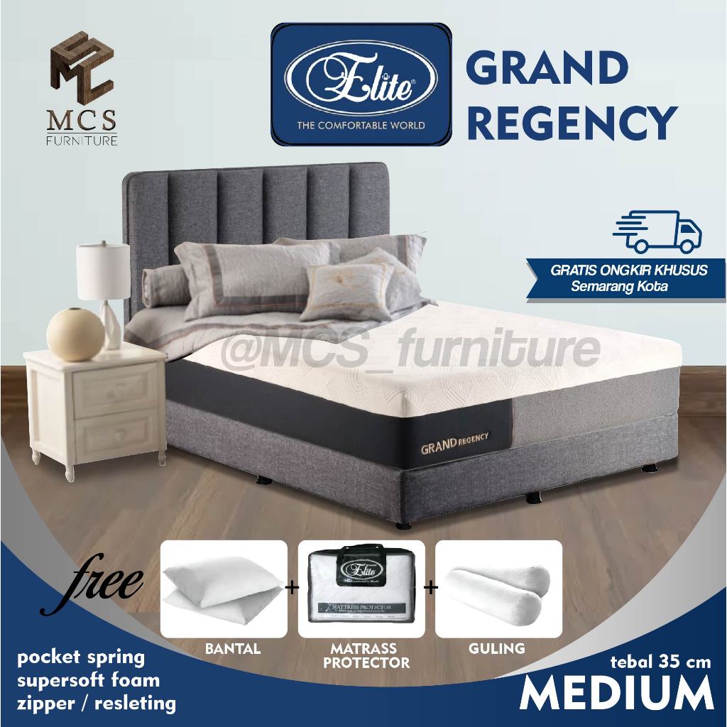 Springbed Kasur ELITE Grand Regency Zipper Pocket Spring Mebel Furniture MCS Semarang