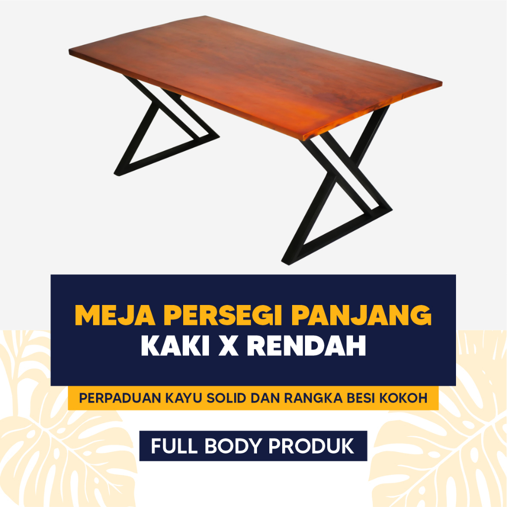 MEJA RAKIT - MEJA KAYU PORTABLE KAKI BESI X PENDEK 40 CM