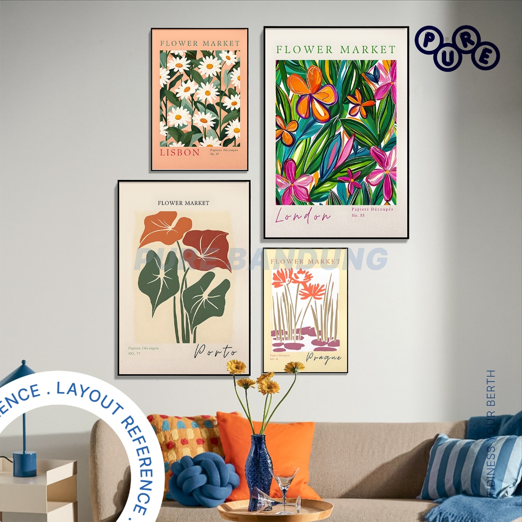 PURE BANDUNG – Poster Flower Market Lisbon London Porto Prague Series | Wall Art Botanical Vintage S