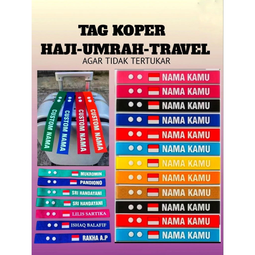 TAG KOPER TAS BAGGAGE TAG LUGGAGE TAG CUSTOM NAMA SABLON UNTUK UMRAH HAJI DAN TRAVELLING