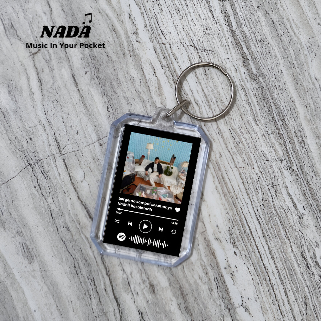 Gantungan Kunci Spotify Bergema Sampai Selamanya| Keychain Lagu Barcode Bisa Scan Premium
