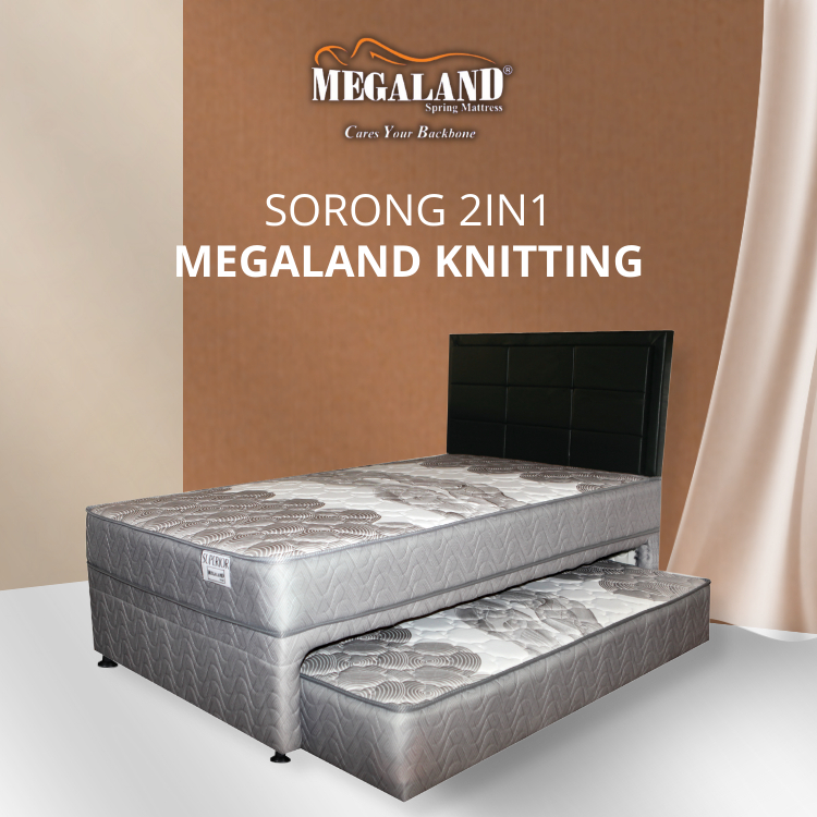 Kasur 2in1 Megaland Springbed - Megaland Knitting | Full Set | Kasur Sorong