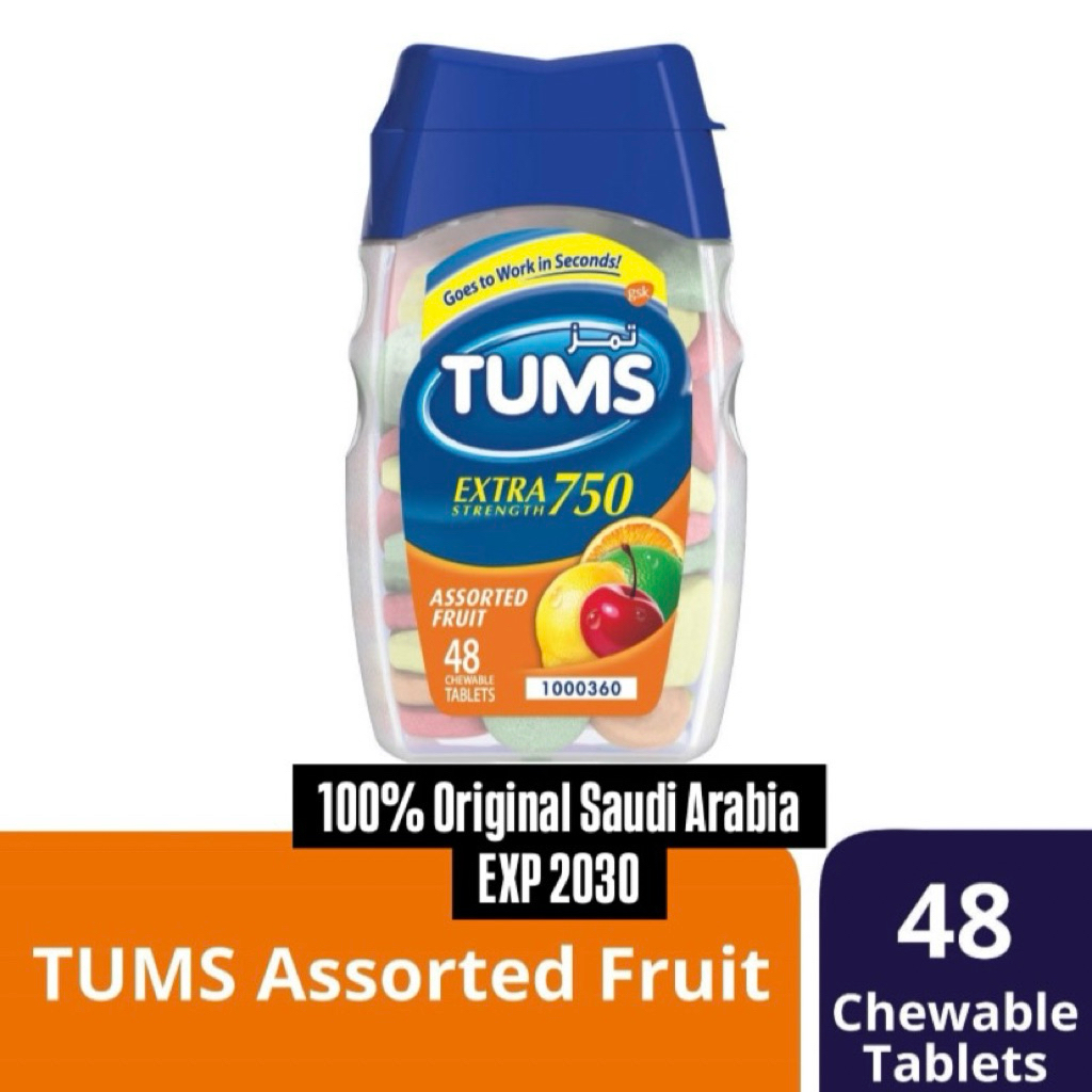 TUMS Extra Strength 48 Chewable Tablets 100% Original Pereda Asam lambung GERD