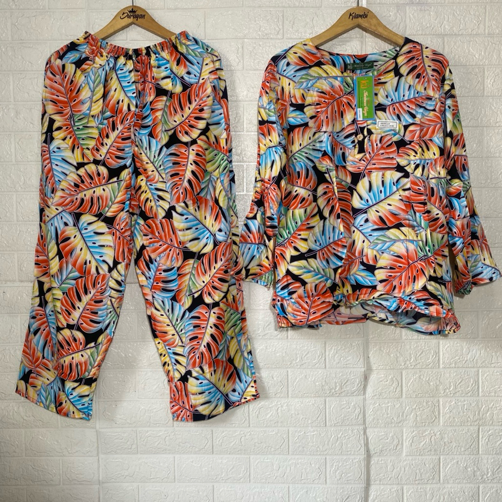 Setelan CPLP Jumbo Kencana Ungu Label Hijau LD 125 Busui Kancing Baju Santai Wanita Baju Tidur Bisa 