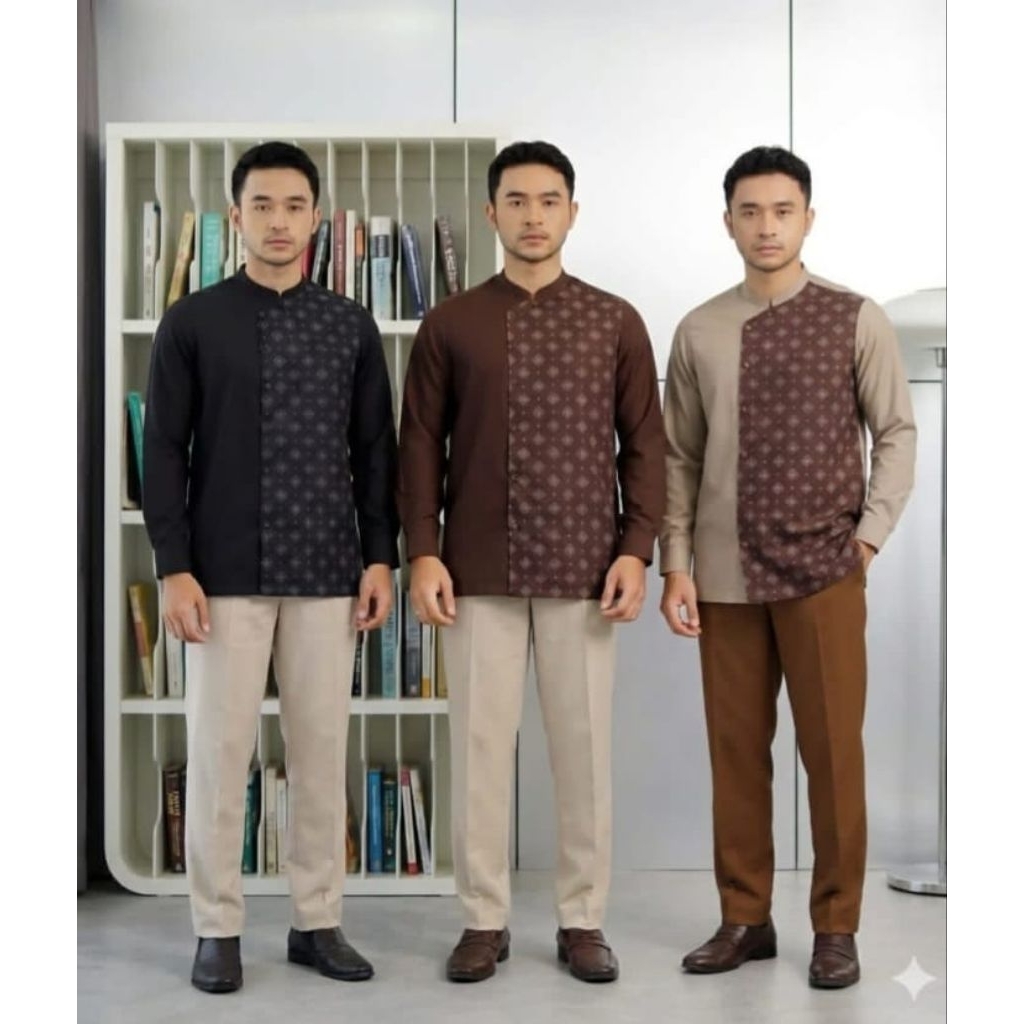 SAVIQ-Kemeja Batik Pria Beskap Modern