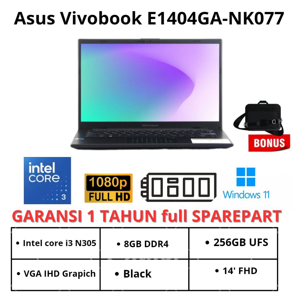 Asus VivoBook Go 14 E1404GA-NK077 with Intel i3 N305 and 8GB RAM