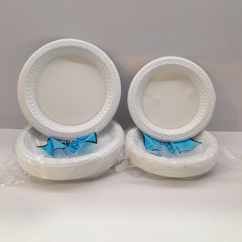 PIRING PLASTIK / PIRING PLASTIK BULAT / PIRING SEKALI PAKAI PUTIH / PIRING MAKAN PLASTIK