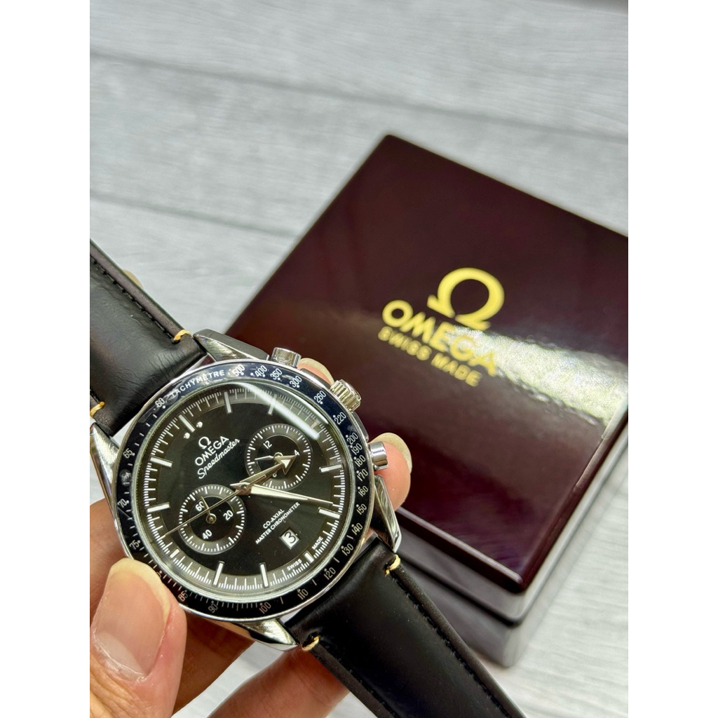 Jam Tangan Sultan Pria OMG-SeaMaster Chrono Aktif Strap Kulit