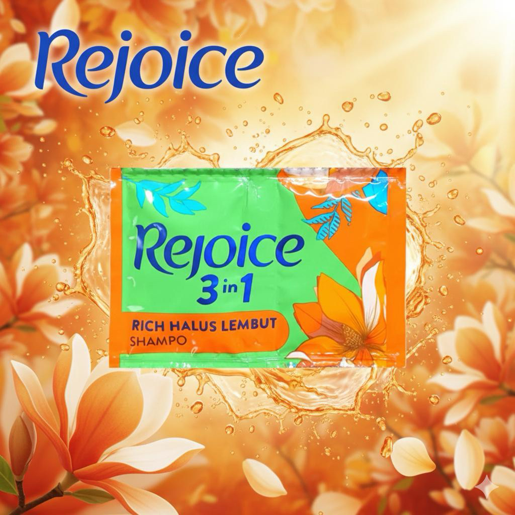 Rejoice Shampo Sachet / Rejoice Shampo 3 in 1 Oranye / Shampo Rejoice Rich Halus Lembut