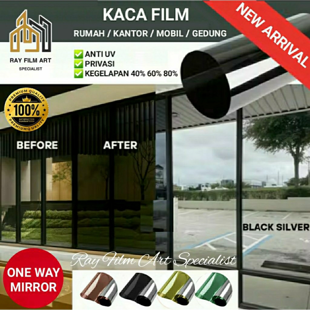 Stiker kaca film one way, kaca film jendela anti panas, kaca film cermin jendela rumah.