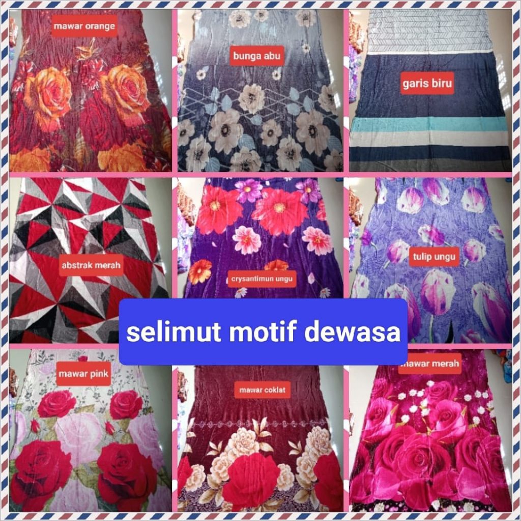 SELIMUT DEWASA MOTIF BUNGA DAN ABSTRAK