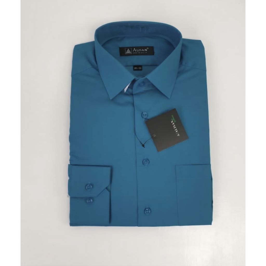 kemeja Alisan Lengan Panjang Hijau Tosca