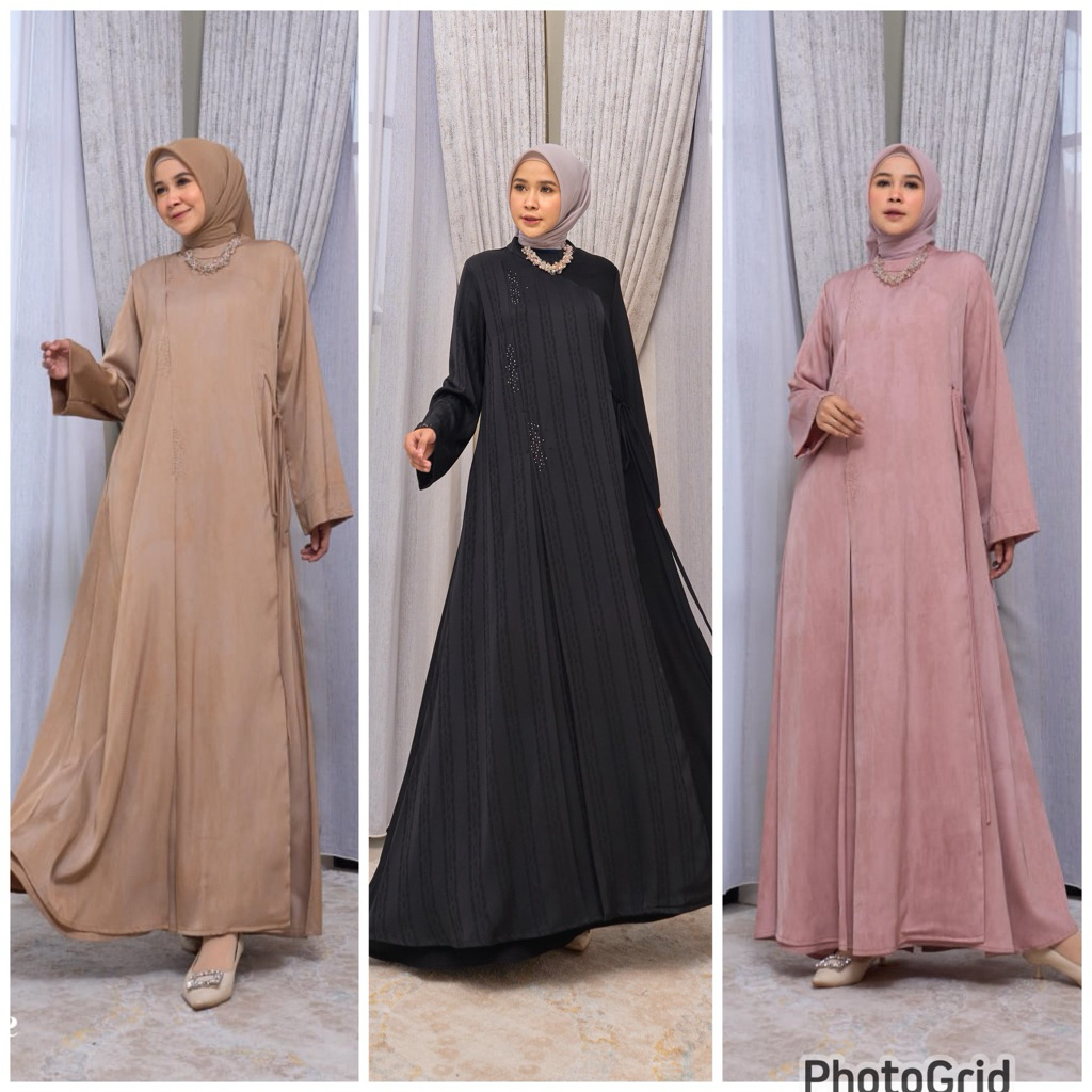 YASMINE dress/abaya 2 layer marevi  premium terbaru