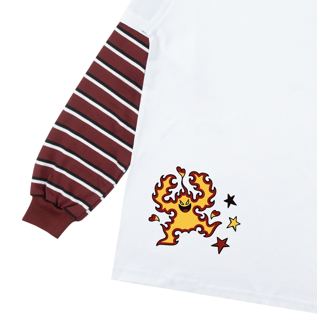 Troy Company Double Sleeve Longsleeve Tshirt White Maroon Dance Fire - Kaos Putih Maroon Lengan Panjang DSD 3512