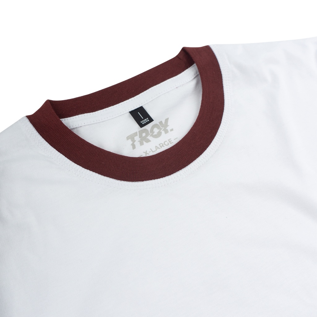 Troy Company Double Sleeve Longsleeve Tshirt White Maroon Dance Fire - Kaos Putih Maroon Lengan Panjang DSD 3512