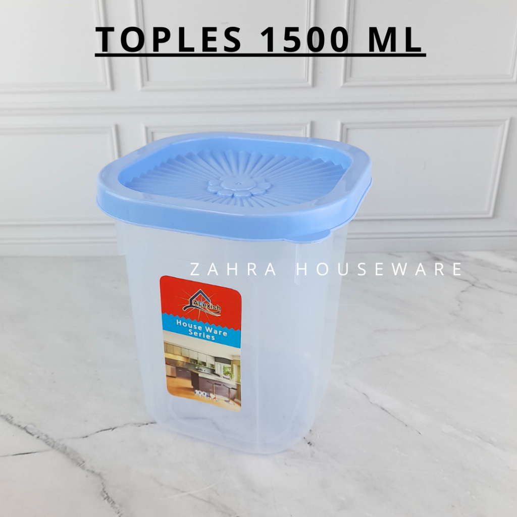 Toples 1500 ML Toples Segi YURA ALEXISH Toples Kue Kering Lebaran Bening Kotak Snack