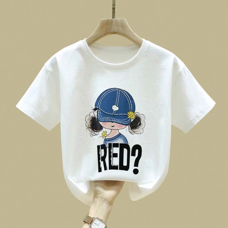 JiOJiO Desain kreatif ala Korea gambar grafiti gadis kecil yang imut pakaian anak baju anak perempua