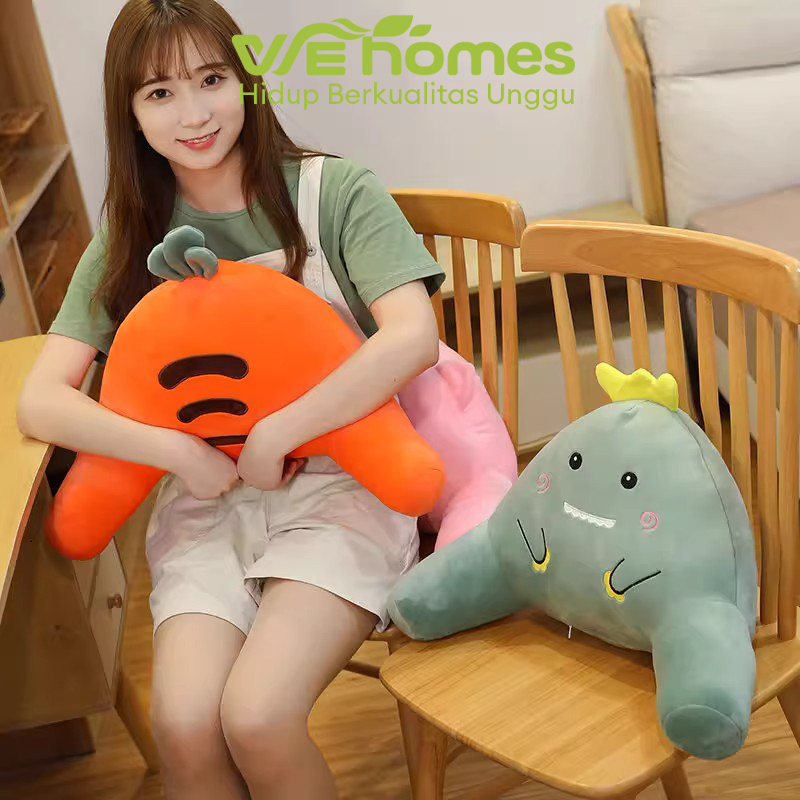 Bantal Punggung Kursi Kantor Kartun Penopang Pinggang Ergonomis Mengurangi Sakit Punggung