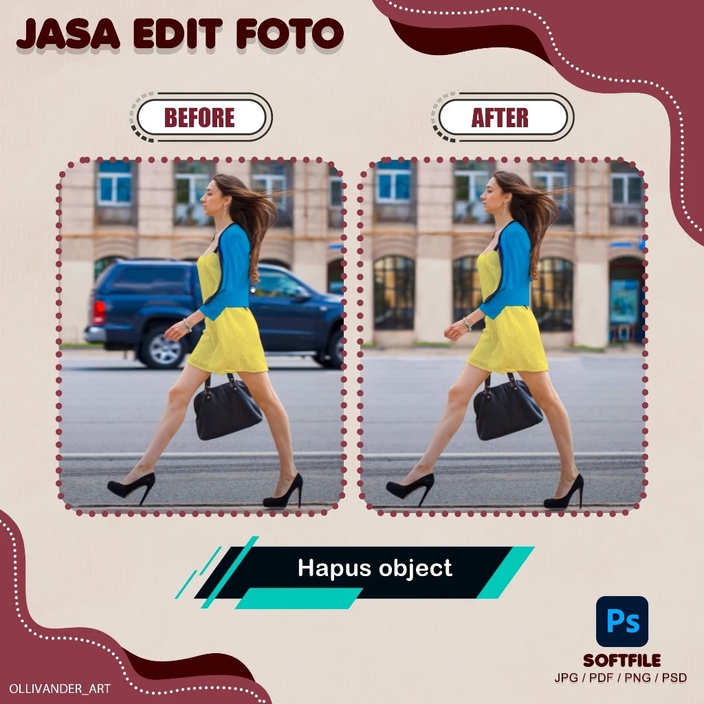 Jasa edit foto hilangkan objek pada background gambar di photoshop