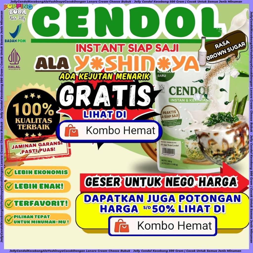 JellyCendolKecebongAlaYoshinoyaCocokDengan Lenora Cream Cheese Bubuk - Jelly Cendol Kecebong 500 Gra