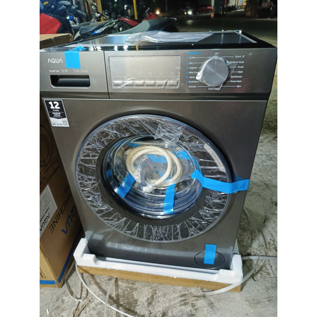 mesin cuci aqua 1 tabung front loading FQw-105900QD  mesin cuci aqua inverter 10,5kg