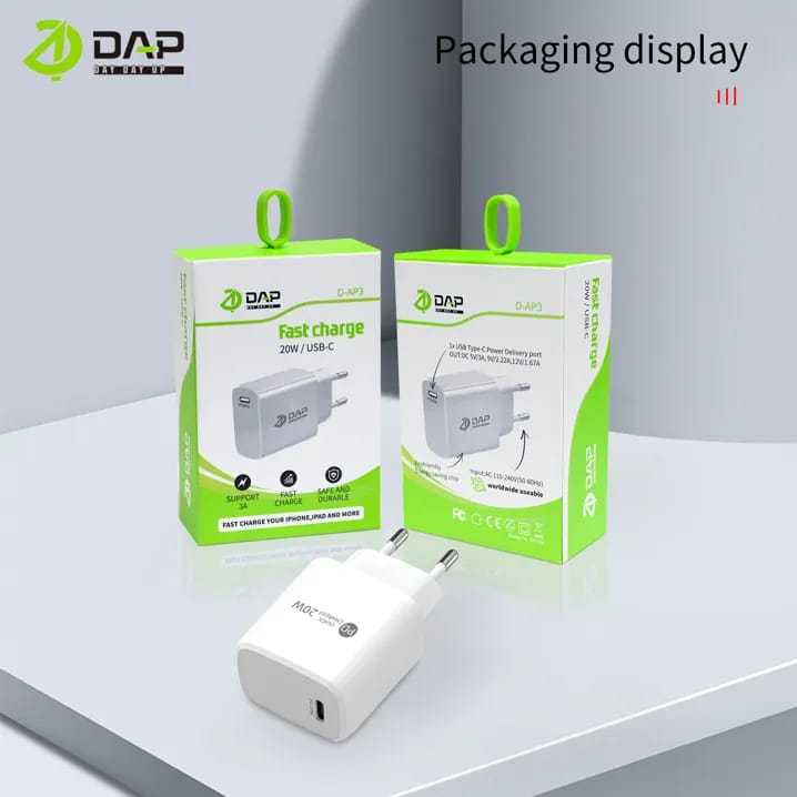 Travel Adapter Charger DAP D-AP3 TYPE-C Batok Kepala Casan DAP D-AP3 USB-C Fast Charging