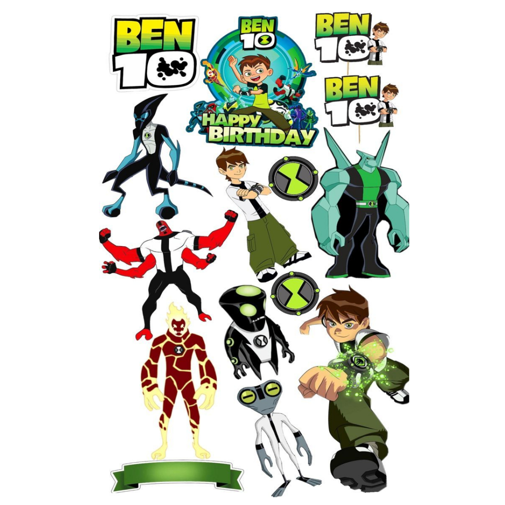 Topper BEN10 Custom Nama | Hiasan Cake BEN10 | Topper Kue BEN10