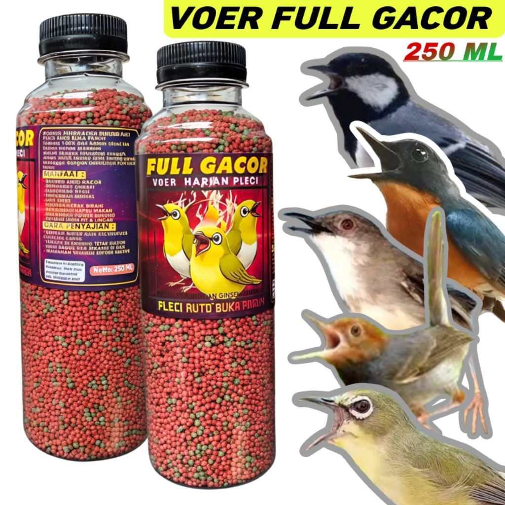 Red Voer Full Gacor 250 ML - Makanan Burung pleci ciblek tledekan gelatik batu prenjak Berkualitas T