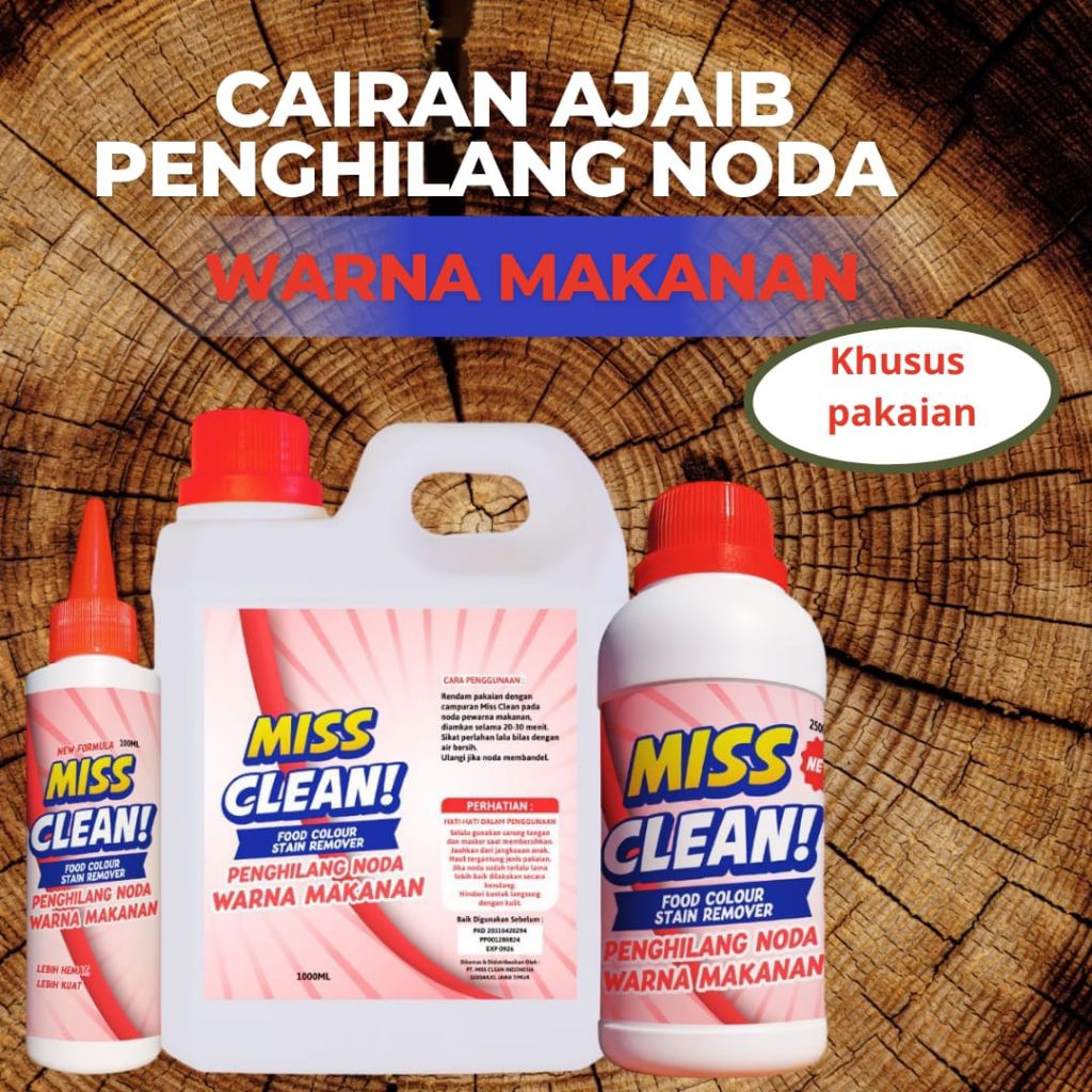 MISS CLEAN CAIRAN PENGHILANG NODA PEWARNA MAKANAN DI BAJU/PAKAIAN PUTIH DAN WARNA YANG SUSAH DIHILAN
