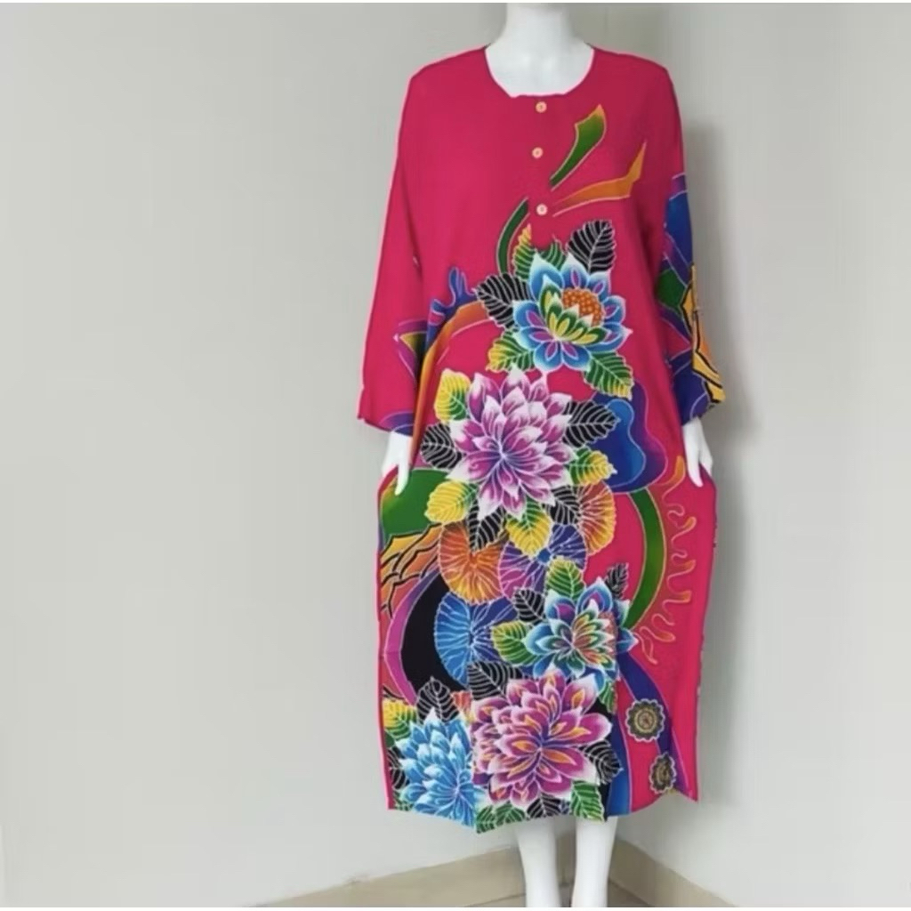 DASTER KENCANA UNGU LENGAN PANJANG BAHAN KATUN RAYON MODEL TERBARU LD120cm