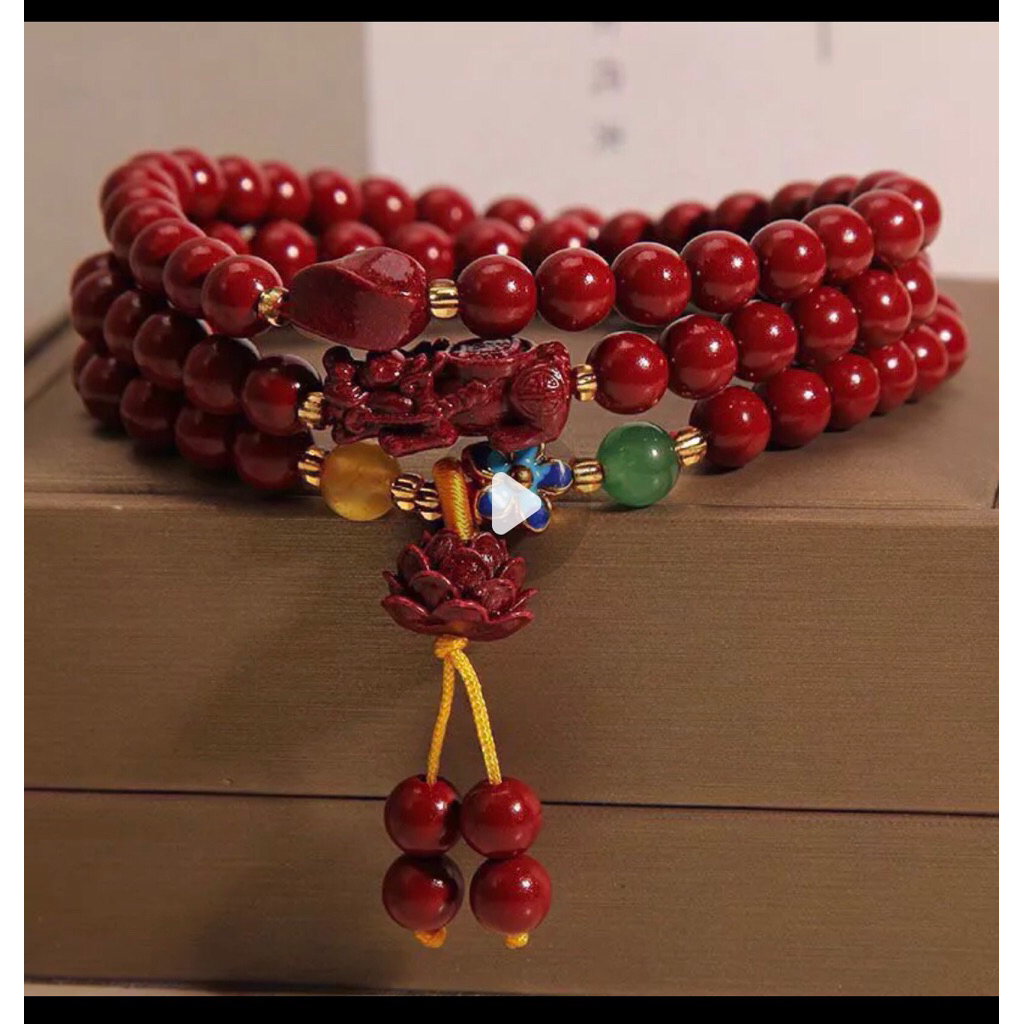 Kalung cinnabar ukuran 6mm bandulan bulat