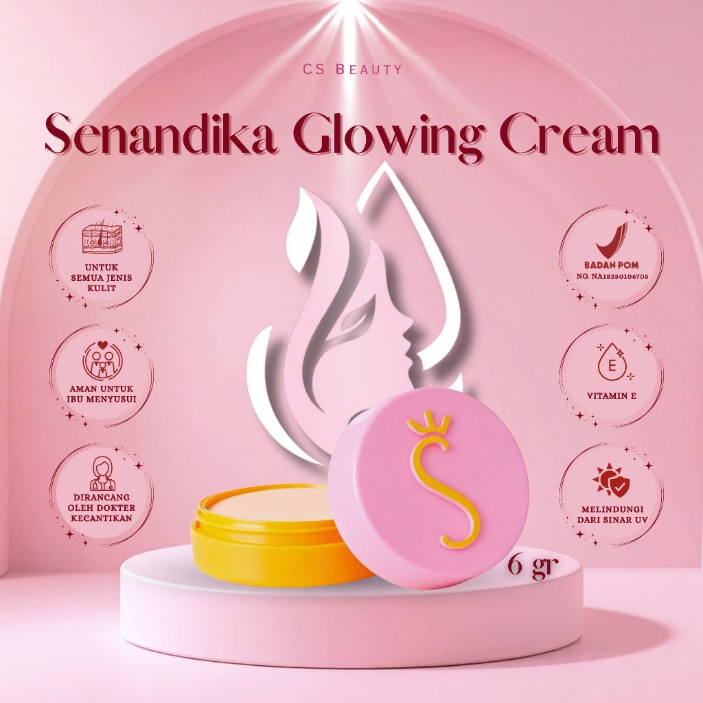 Senandika Glowing Cream 6gr BPOM Mencerahkan Kulit Vitamin E Beeswax Semua Kulit