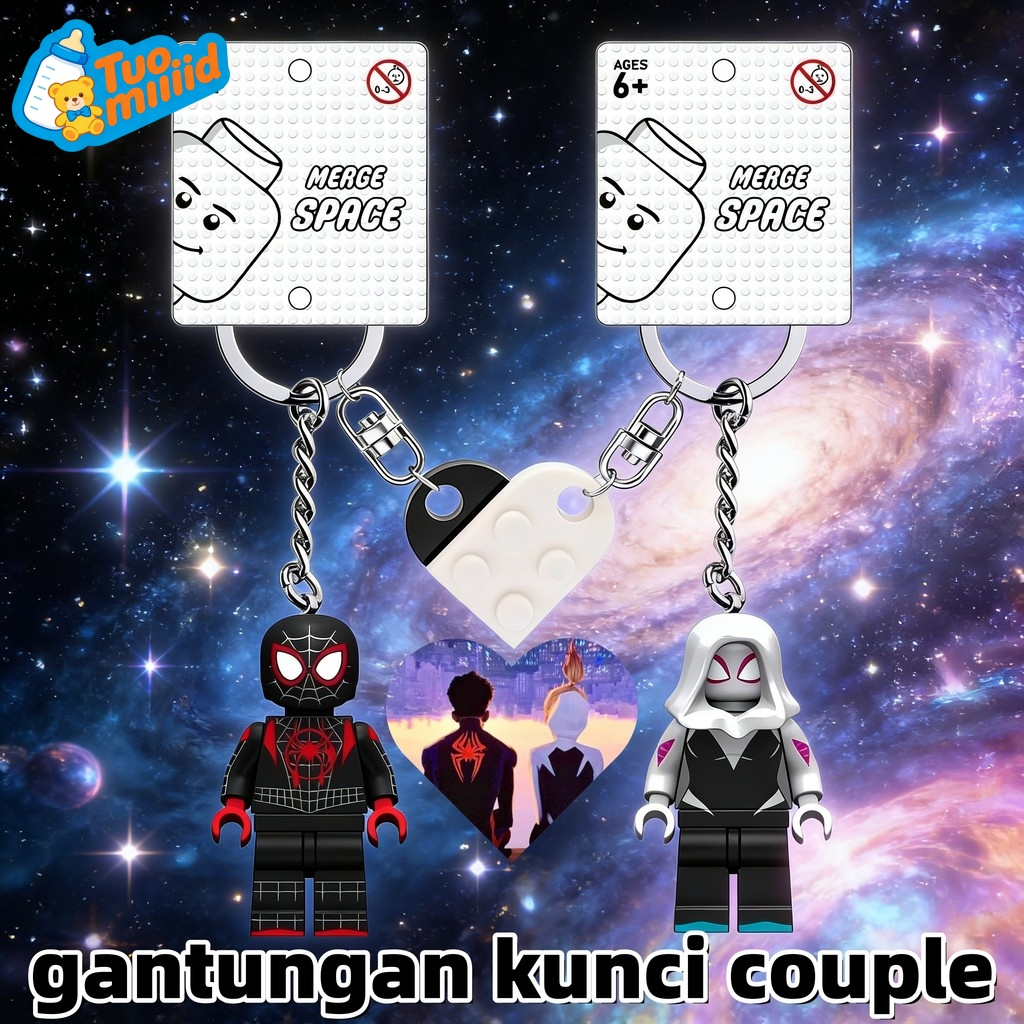 TUOMIID [Ready] 2Pcs LEGO Keychain /keychain couple/ Minifigure gantungan kunci spiderman/Pink Unico