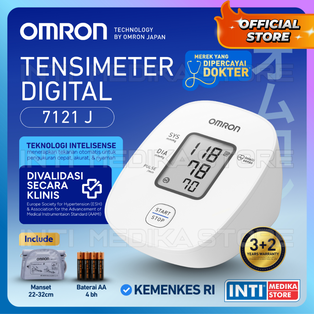 OMRON - Tensimeter Digital HEM 7121J | Tensi Digital Alat Ukur Tekanan Darah | Blood Pressure Monito