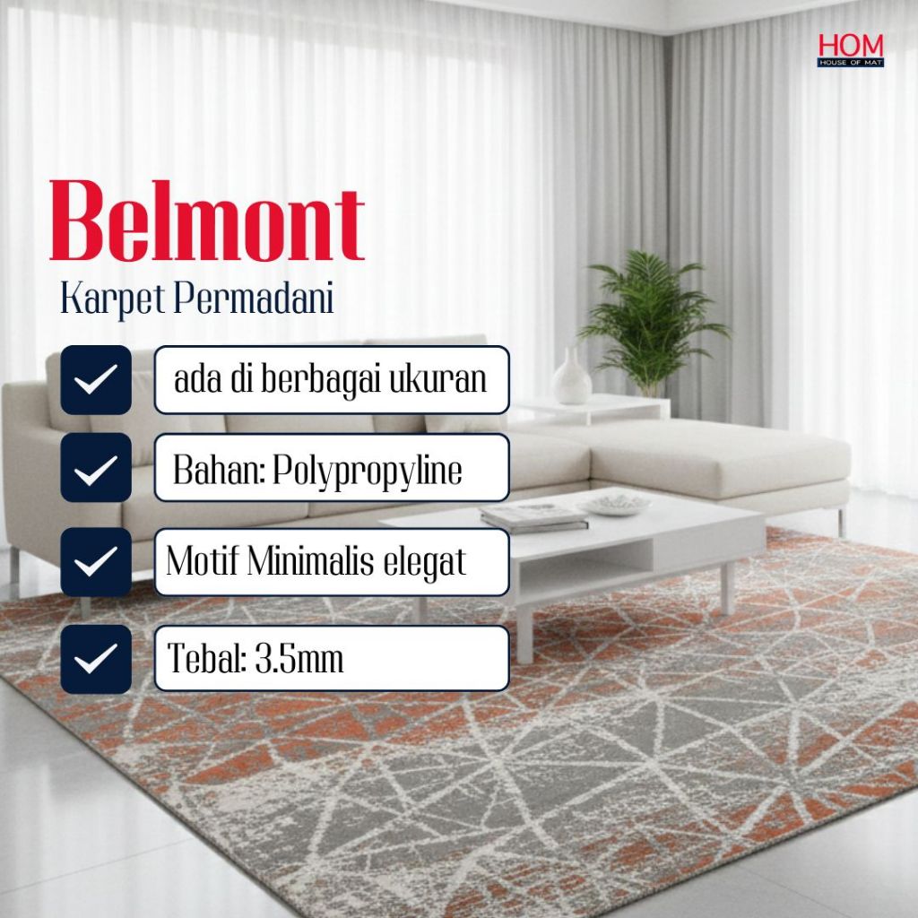[HOM RUG] KARPET PERMADANI ALAS LANTAI MOTIF ABSTRACT MINIMALIS