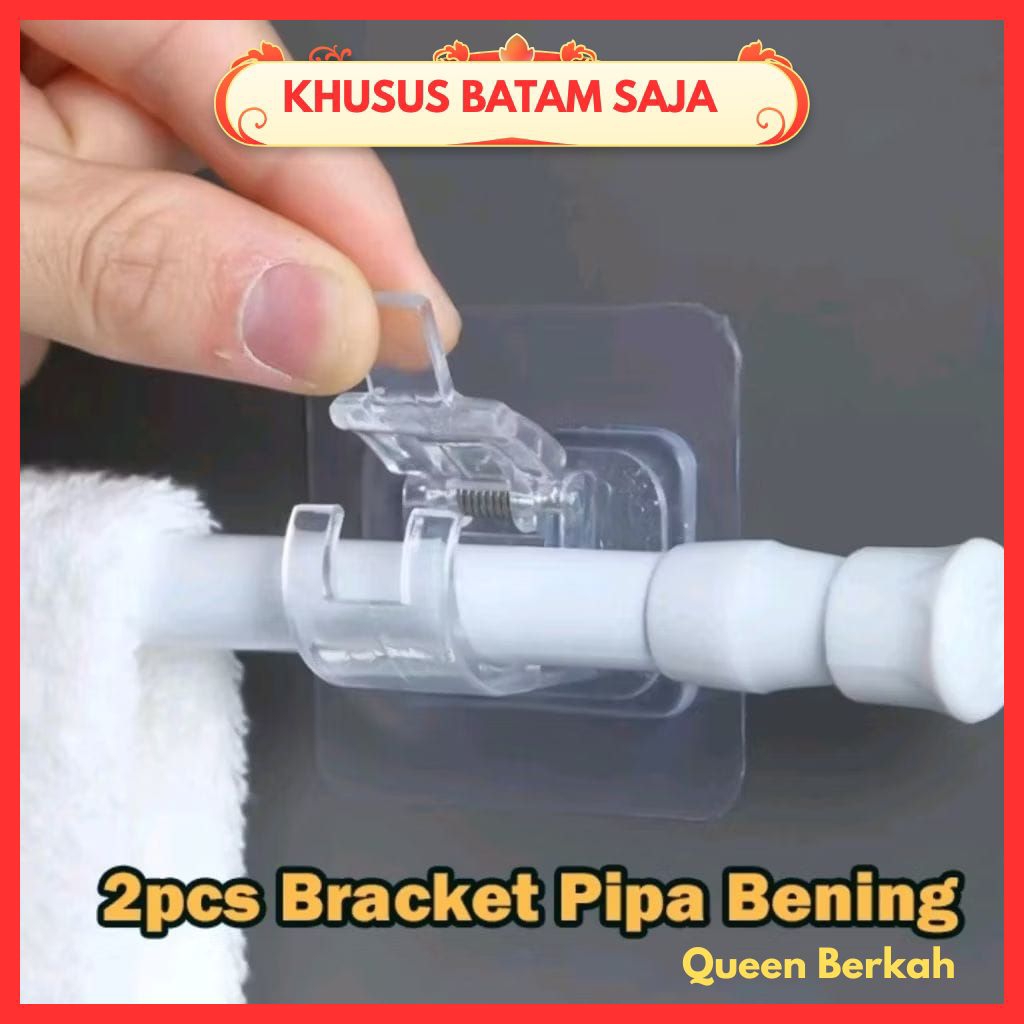 [KHUSUS BATAM] PAKET 2 PCS Bracket Gorden Kolong/ Bracket Penyangga Tongkat Gorden/ Bracket Serbagun