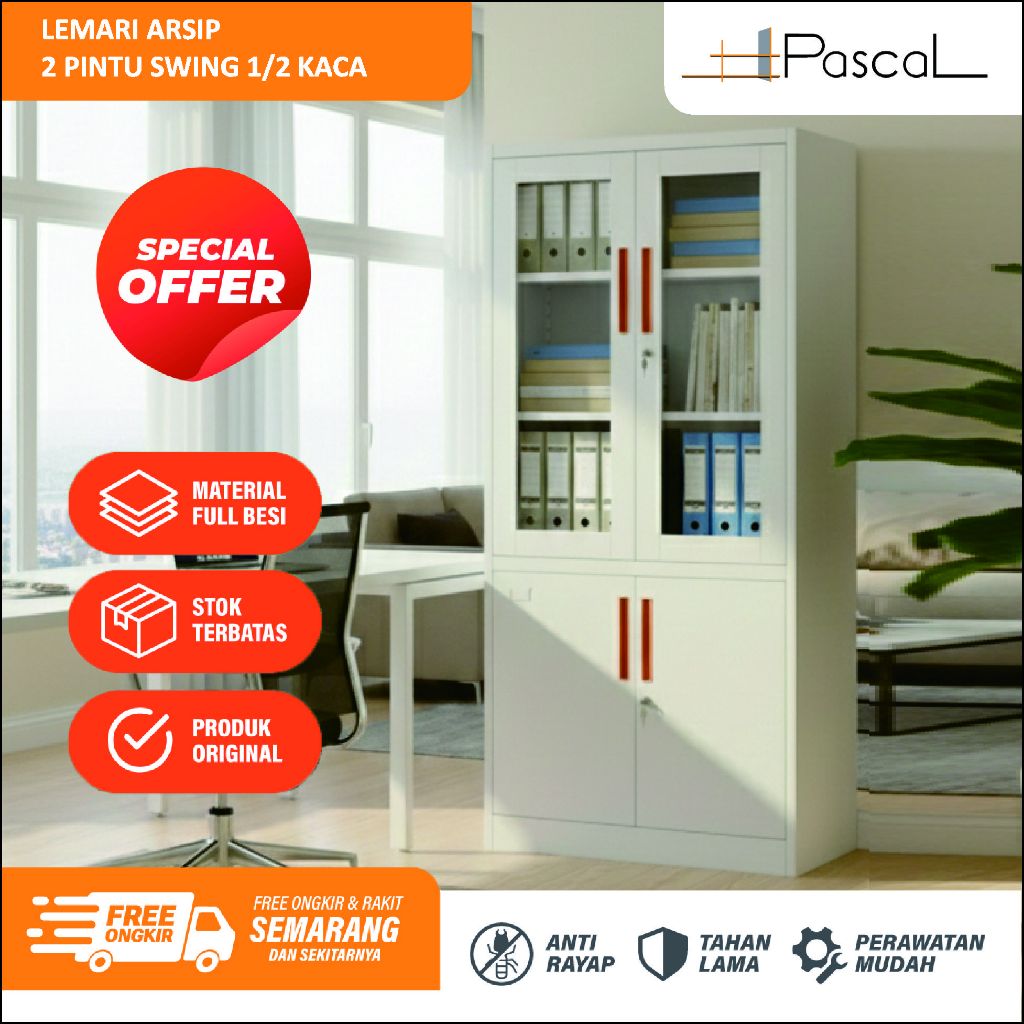 Lemari Arsip Setengah Kaca Setengah Plat - Cabinet Kantor