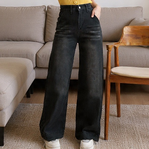 ms-8009 MISO JEANS Celana Jeans Highwaist Baggy Loose Boyfriend Unisex Denim Premium Non Stretch Teb
