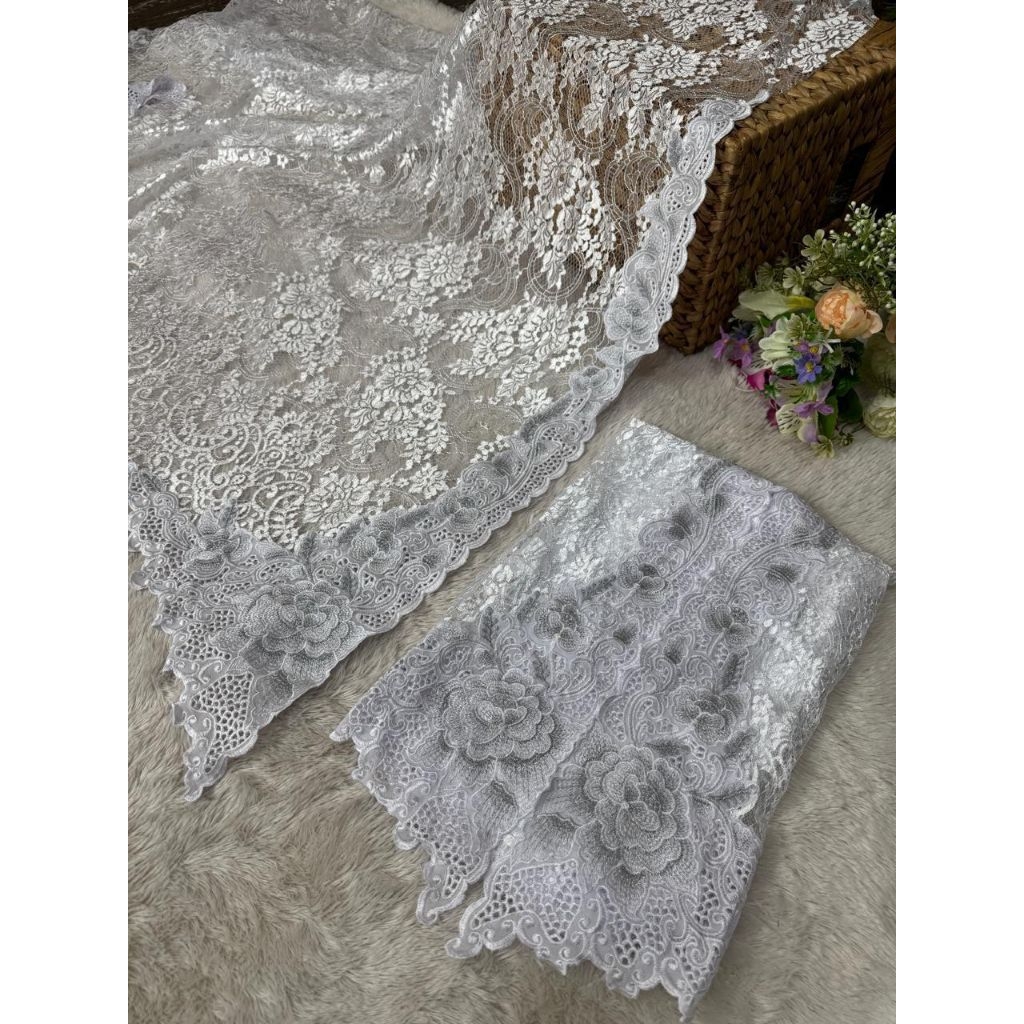 Kain Kebaya lace Bordir Premium ukuran jumbo 1,5M untuk kebaya ukuran XXL seragaman wanita bali